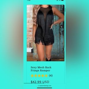 Mesh Back Fringe Romper